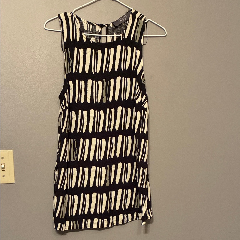 Primark Monochrome Abstract Sleeveless Tunic Top with Side Slits